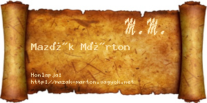 Mazák Márton névjegykártya